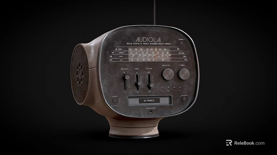 Vintage Audio Radio Speaker With Classic Knobs Dial And Retro Design 3d model 
