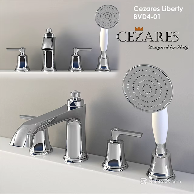 CEZARE Modern Chrome Bathroom Faucets Shower Heads And Accessories Designed by Italy 3d model 