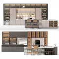 Elegant Modern Kitchen Interior With Marble Countertop Wine Racks And Cabinets 3d model