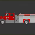 Red Fire Truck With White Accents Extended Ladder And Emergency Equipment