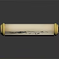 Traditional Chinese Scroll with Ink Bamboo Painting and Calligraphy on White Paper Against Dark Background