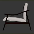 Modern Accent Chair With White Cushioned Seat Backrest And Dark Wooden Frame Armrests