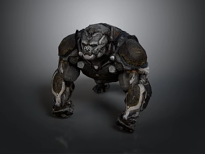 Fantasy Armored Muscular Creature Character With Rock like Skin And Crouching Posture 3d model