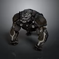Fantasy Armored Muscular Creature Character With Rock like Skin And Crouching Posture