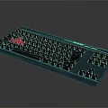 Ergonomic Mechanical Keyboard With Blue Base Black Keys And Red Accent Logo