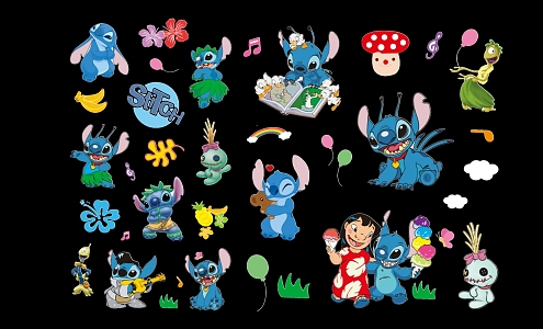 Modern 2D Star Baby Stitch Cartoon Hot Silhouette 3d model