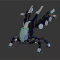 Sci Fi Mechanical Spider Creature With Blue White Exoskeleton And Multi Legs 3d model