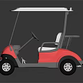 Red Electric Golf Cart With White Roof And Comfortable White Seats