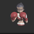 Woman with Red Boxing Gloves in Athletic Stance Wearing Sports Bra and Shorts