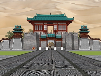 City Gate Tower Pass Gate 3d model