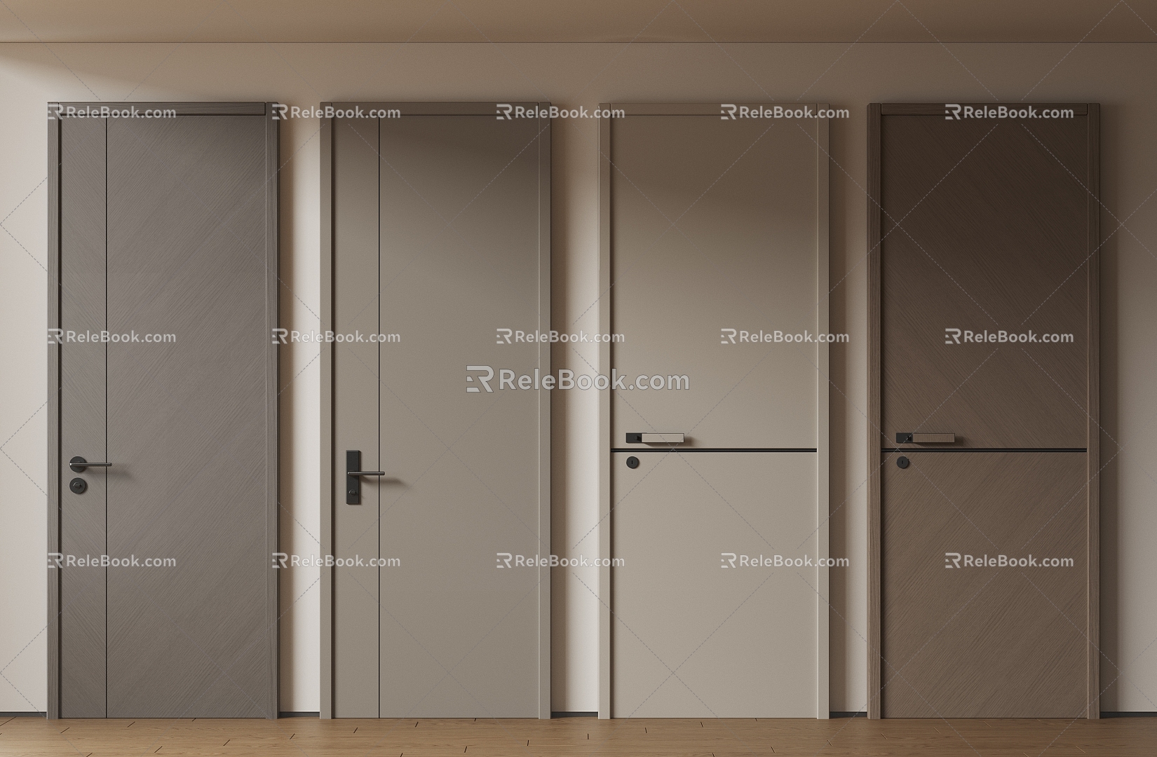 Modern Minimalist Single Door Room Door Bedroom Door Handler Door Flat Door Top Solid Wooden Door Kitchen Toilet Door Swing Door 3d model