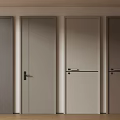 Various Style Hinged Doors With Wooden Texture And Distinct Handles For Home Interior