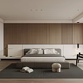 Modern Bedroom Interior Design With Wooden Wall Bed And Area Rug