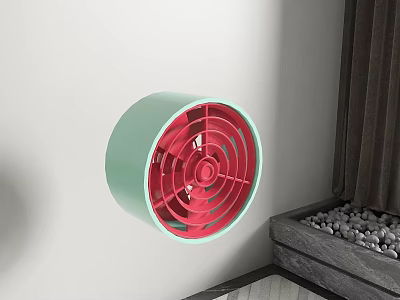 Wall Mounted Air Cooler Fan With Light Green Red Design For Indoor Use 3d model
