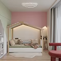Playful Kids Bedroom Design With Pastel Tones Bed And Bookcase