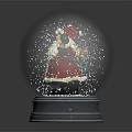 Christmas Decorative Ornament Set With Santa Claus Snow Globe Bells Snowflakes And Silver Base