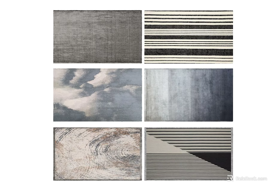 Square Rugs With Various Abstract Patterns And Striped Textures For Home Decor 3d model