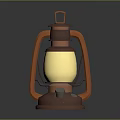 Vintage Copper Kerosene Lamp With Glass Shade And Warm Yellow Light