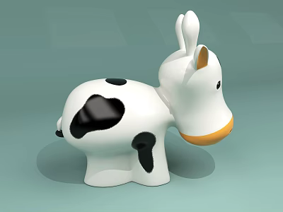 Cow Shaped Stool White With Black Spots Cute Cartoon Design For Kids 3d model