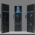 Futuristic Vertical Devices With Display Screen And Blue Light Accents 3d model