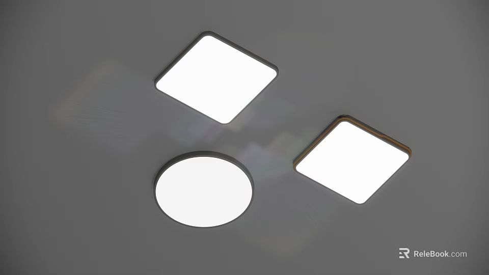 Modern Square And Round Ceiling Lights With Soft Illumination Effect 3d model 