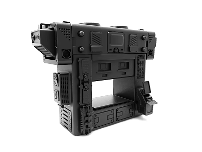 Heavy Duty Black Industrial Mechanical Component with Structural Frame and Mounting Holes 3d model
