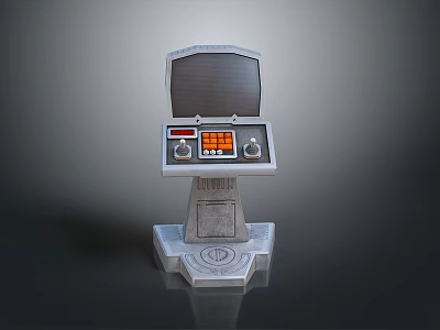 Retro Control Console With Screen Panel Buttons And Detailed Base Structure Design 3d model