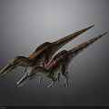 Two Vibrant Dinosaurs Displaying Orange Green And Red Striped Patterns