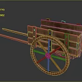 Vintage Wooden Handcart With Large Spoked Wheel And Cargo Bed Structure