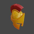Classic Greek Style Helmet With Orange Body And Red Crest Fashion Accessory