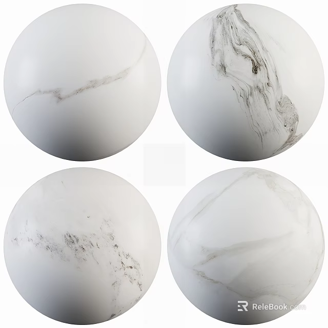 White Marble Sphere Components with Natural Vein Texture and Smooth Surface 3d model 