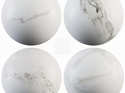 White Marble Sphere Components with Natural Vein Texture and Smooth Surface 3d model