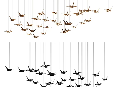 Hanging Bird Shaped Golden Black Pendant Decor For Modern Interior Decoration 3d model