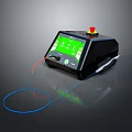 Professional Black Diagnostic Device With Green Screen Red Button And Connected Probe Cables 3d model