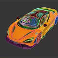Orange Stylish Sports Car With Sleek Aerodynamic Design Black Roof And Shiny Finish
