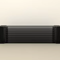 Long Black Striped Stool Featuring Modern Design in Light Background