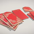 Traditional Chinese New Year Red Envelopes With Gold Floral Patterns And Festive Characters