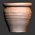 Handcrafted Rustic Terracotta Pot With Striped Design And Smooth Rim