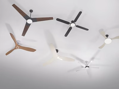 Modern Air Conditioning Fans With Various Color Blades And Ceiling Mounted Design 3d model
