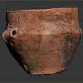 Hand Carved Reddish Brown Pottery Jar With Two Handles And Textured Surface 3d model