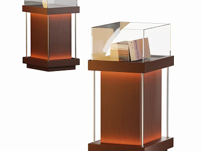Modern Wooden Showcase Shelves With Glass Doors And Internal LED Lighting For Displaying Items 3d model