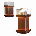 Modern Wooden Showcase Shelves With Glass Doors And Internal LED Lighting For Displaying Items