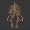 Complete Mammoth Skeleton With Bony Organ Structure And Long Curved Tusks