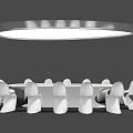 Modern Round Dining Table Set With White Chairs And Hanging Light Fixture