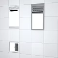 Three Rectangular Wall Mounted Fixtures On White Tiled Surface With Ventilation Grilles 3d model