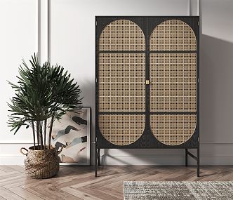 Nordic Wardrobe Rattan Wardrobe 3d model