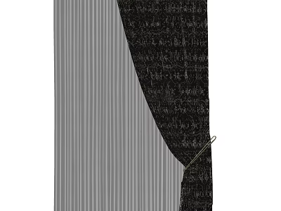 Stylish Striped Black Curtains With Tieback For Modern Home Window Decor 3d model