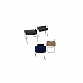 Modern Stylish Stools With Black Blue Beige Seats And Metal Frames 3d model