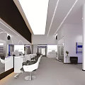 Modern Hair Salon Interior With White Blue Decor Round Mirrors Styling Chairs And Ceiling Lights