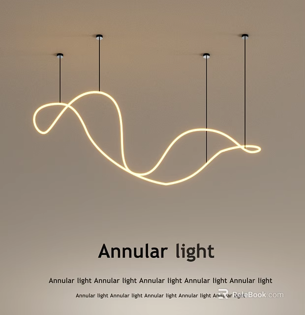 Contemporary Annular Chandelier With Curved Design Suspended Ceiling Interior Light Fixture 3d model 